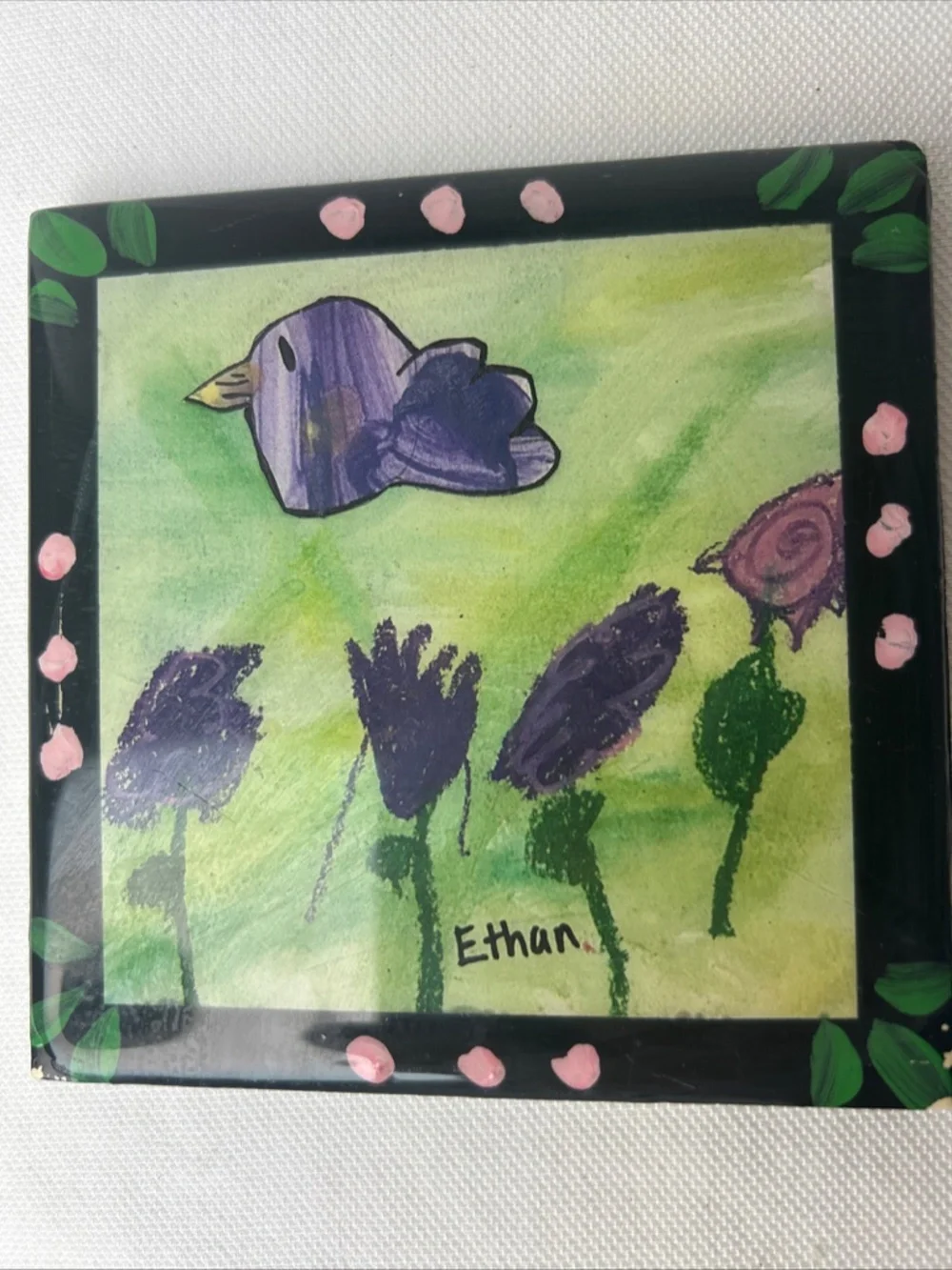 3Pcs Ceramic Tile Art Trivet Coaster Handpainted Artisan Whimsy Decor 4x4
